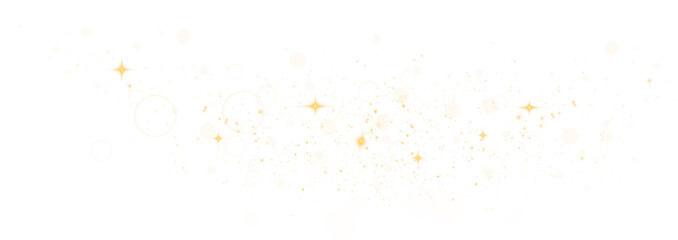 Golden glitter wave abstract illustration. Golden stars dust trail sparkling particles isolated on transparent background. Magic concept. PNG.