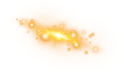 Golden glitter wave abstract illustration. Golden stars dust trail sparkling particles isolated on transparent background. Magic concept. PNG.