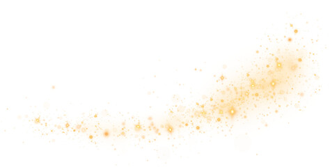 Golden glitter wave abstract illustration. Golden stars dust trail sparkling particles isolated on...