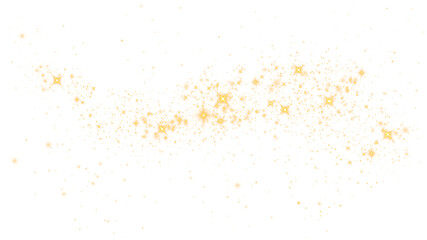 Fototapeta na wymiar Golden glitter wave abstract . Golden stars dust trail sparkling particles isolated on transparent background. Magic concept. PNG.