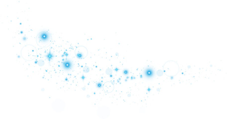 Blue glitter wave abstract illustration. Blue stars dust trail sparkling particles isolated on transparent background. Magic concept. PNG.