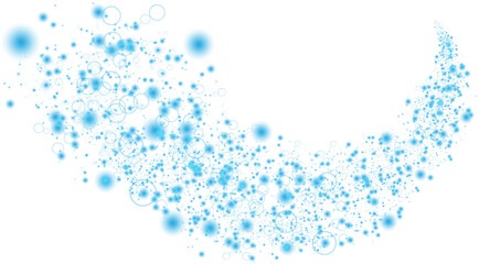 Blue glitter wave abstract illustration. Blue stars dust trail sparkling particles isolated on transparent background. Magic concept. PNG.