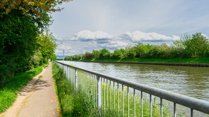 Landscape with river. Path by the river