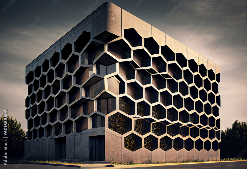 Aufkleber a glass-walled structure with a façade that incorporates a unique pattern of textured and clear glas