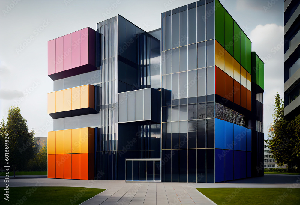 Poster a building with a façade made entirely of natural stone, providing a sense of warmth and solidity. g