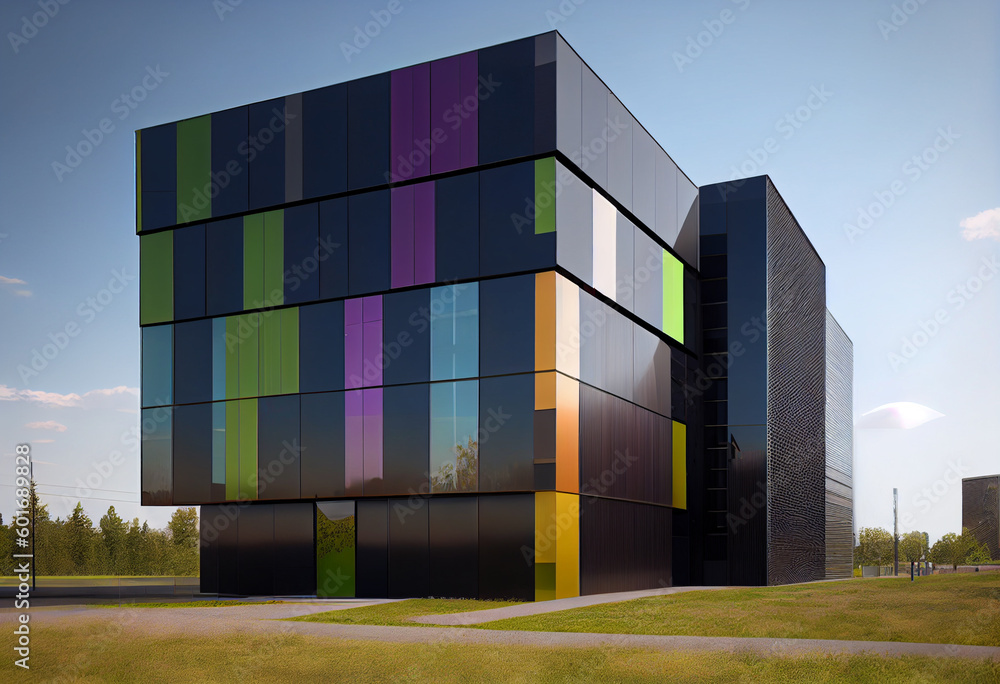 Poster a building with a façade made entirely of natural stone, providing a sense of warmth and solidity. g