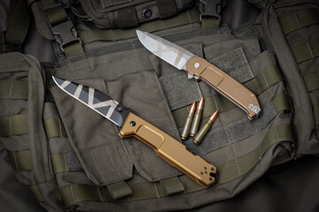 Desert camouflage tactical folding knives.