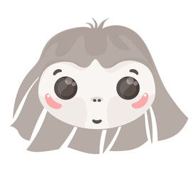 Girl cute cartoon scary nice face big eyes short hair 