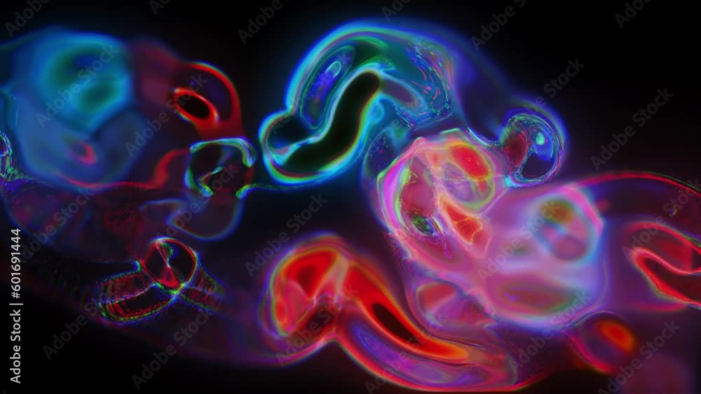 Poster beautiful multicolored fluid moving and spreading on black background