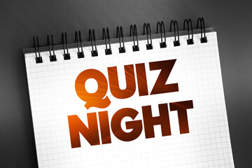 Quiz Night text on notepad, concept background