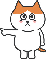 Cartoon orange tabby cat pointing at something, vector illustration.