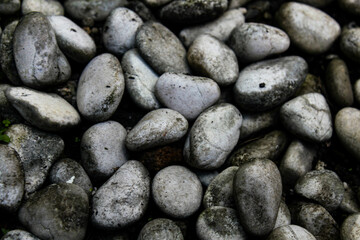 dark aged rocks with depth, round rocks. coarse, gray stone or rocks texture for background. natural theme