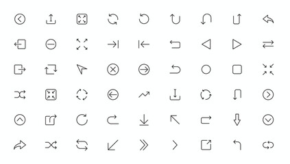 Line Arrow vector icon set in thin line style. Arrows set of 100 black icons. Arrow icon. Arrow vector collection. Arrow