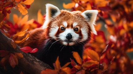 Obraz premium Red panda in the wild. Generative AI