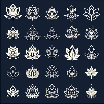 flower lotus illustration floral vector nature silhouette design pattern tattoo abstract art decoration