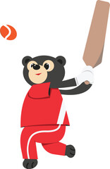 Bear playing cricket