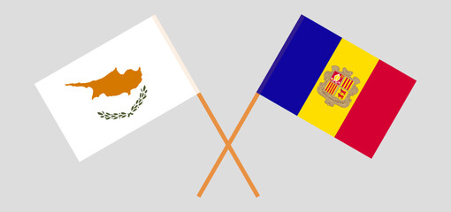 Crossed flags of Cyprus and Andorra. Official colors. Correct proportion