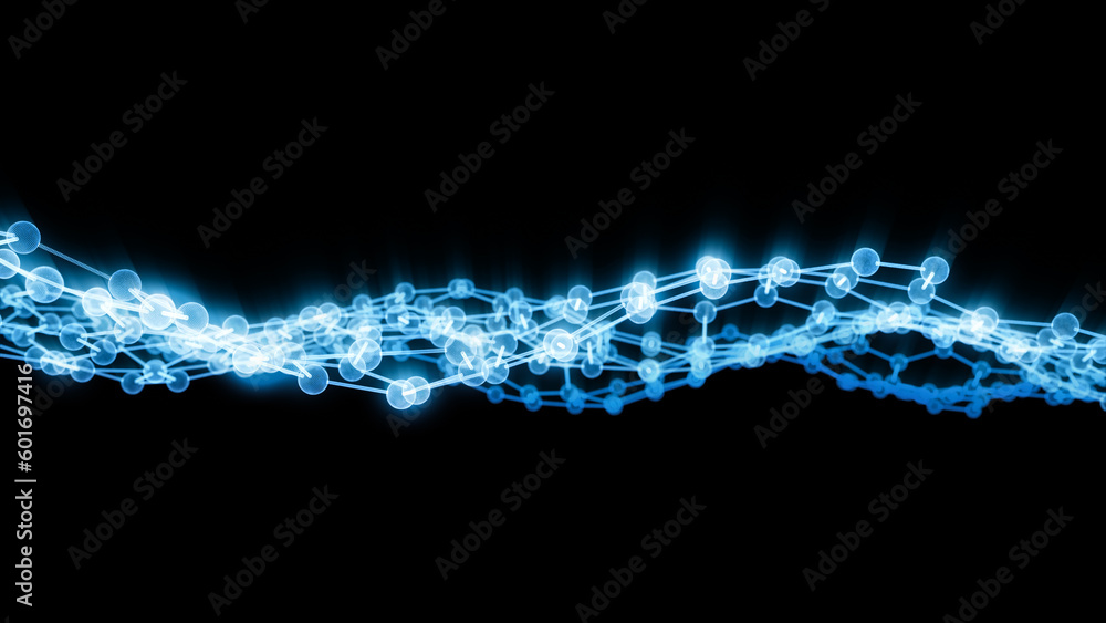 Poster glowing hexagonal structure, 3d rendering.