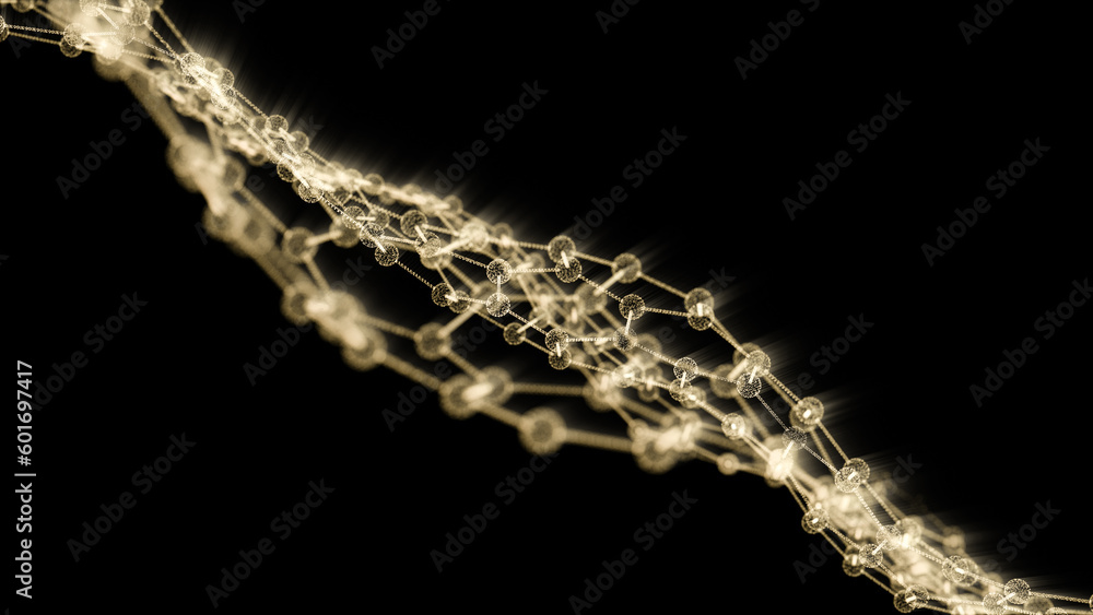 Poster glowing hexagonal structure, 3d rendering.