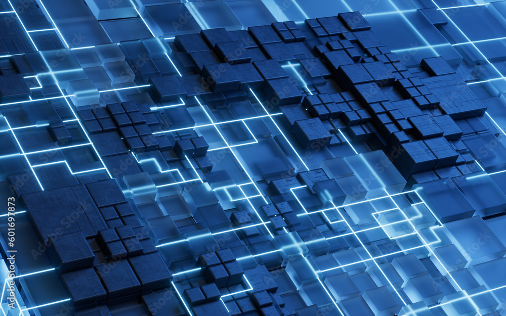 Canvas Prints Technology cube circuit board structure, 3d rendering.