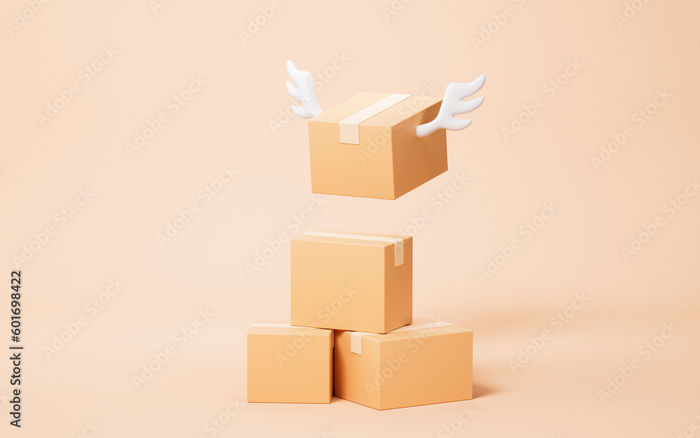 Poster paper box with logistics and storage concept, 3d rendering.