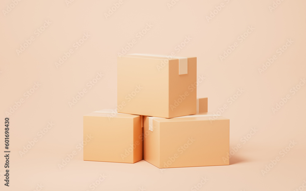 Poster paper box with logistics and storage concept, 3d rendering.