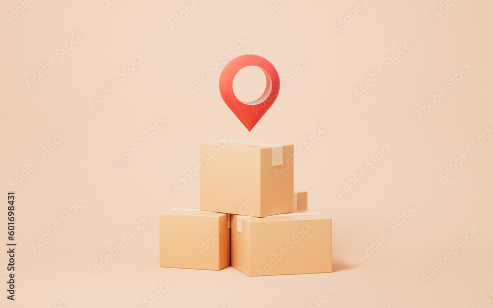 Poster paper box with logistics and storage concept, 3d rendering.
