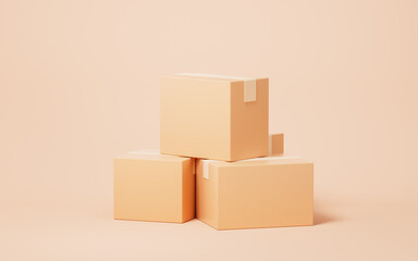 Paper box with logistics and storage concept, 3d rendering.