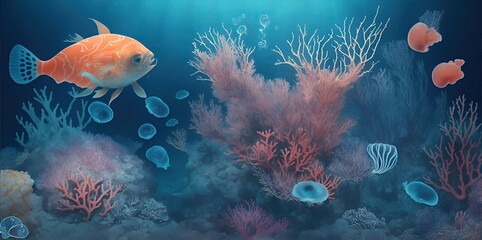 Fototapeta na wymiar Diverse underwater world of the ocean.