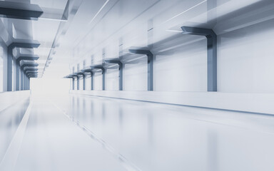 White empty tunnel, futuristic tunnel, 3d rendering.