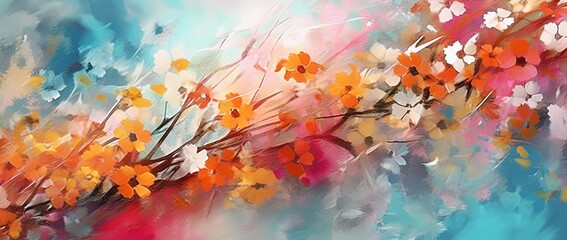 Paint Splatter Watercolor Floral Backgrounds, Illustration for Wallpaper and Print, Generative AI