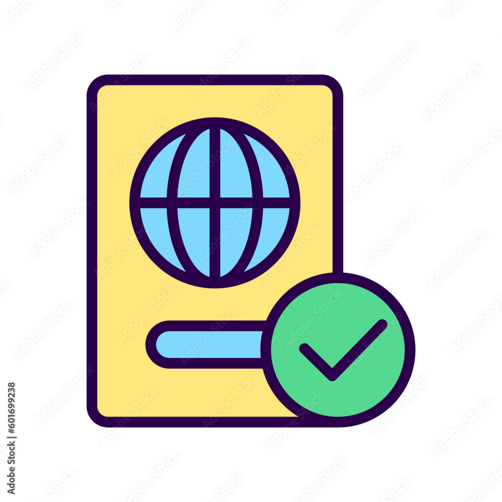 Poster Passport control RGB color icon. Border protection. Passenger id. International migration. Isolated vector illustration. Simple filled line drawing. Editable stroke. Pixel perfect. Arial font used