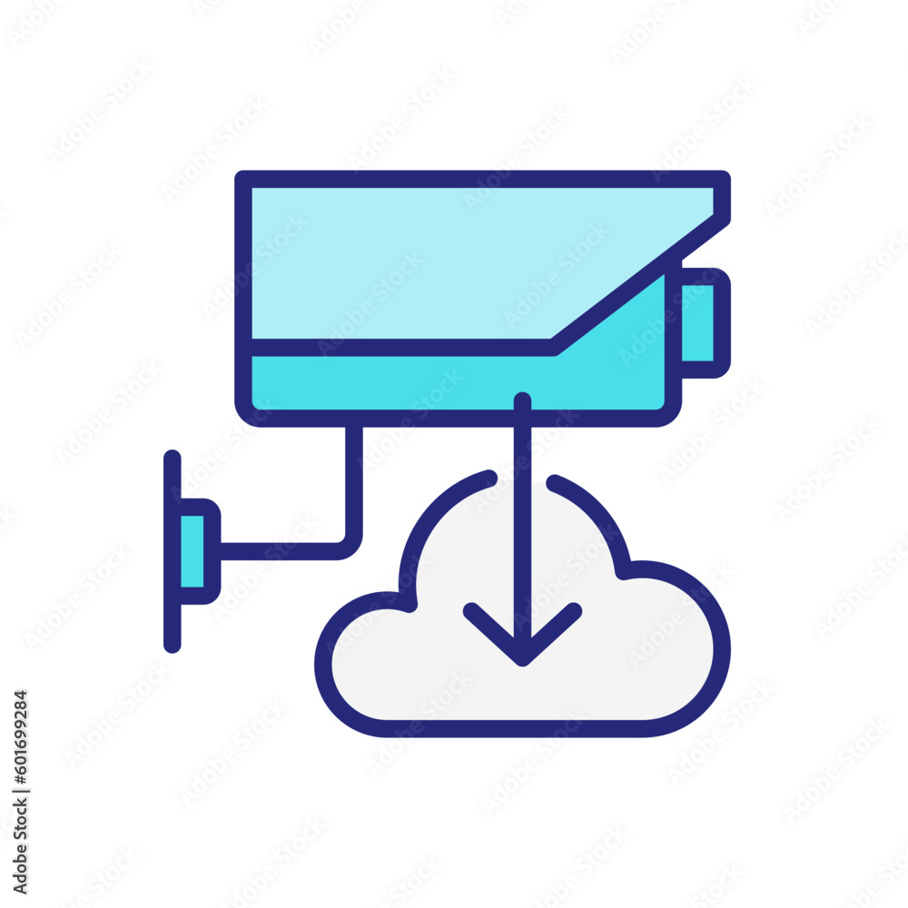 Poster cctv and phone connection pixel perfect rgb color icon. wireless access to security camera recording