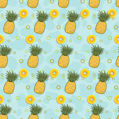 Cute pineaplle fruit seamless pattern with pastel background