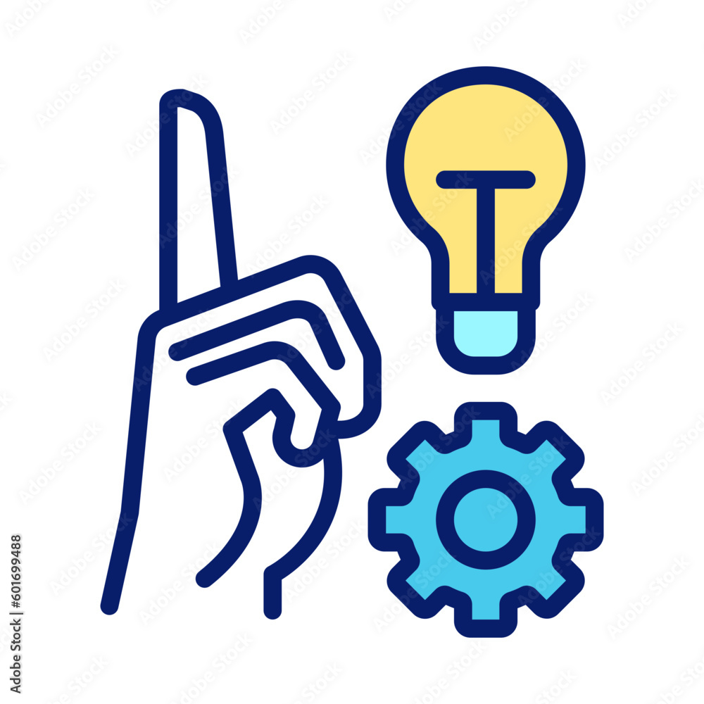 Poster generate new idea pixel perfect rgb color icon. inspiration for project. innovative strategy for dev
