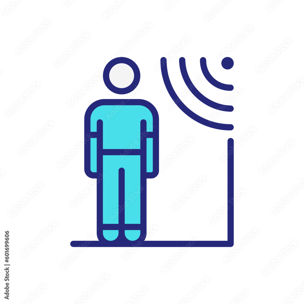 Poster proximity sensors pixel perfect rgb color icon. remote regulation for entry access. internet of thin
