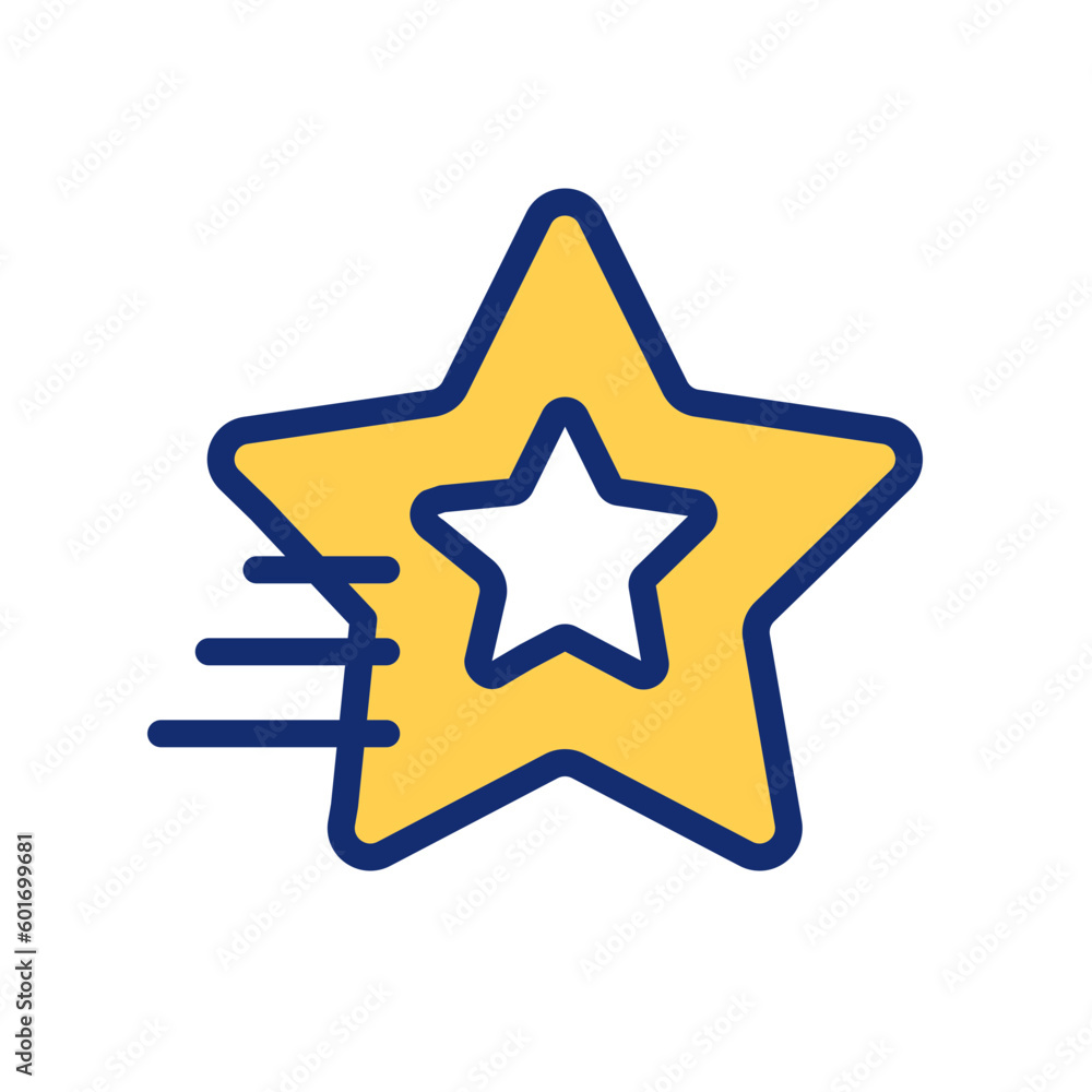 Poster shooting star pixel perfect rgb color icon. make wish upon falling star. burning meteor in atmospher