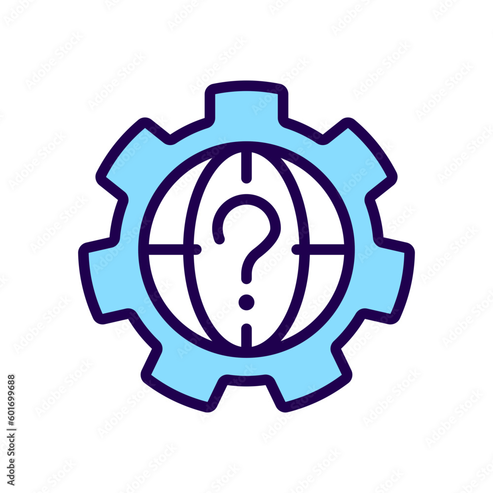 Poster world question rgb color icon. international problem solving. communication and business. isolated v