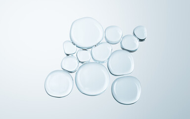 Transparent glass bubbles background, 3d rendering.