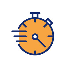Stopwatch pixel perfect RGB color icon. Countdown tool. Precise measurement. Sport timer. Isolated vector illustration. Simple filled line drawing. Editable stroke. Arial font used