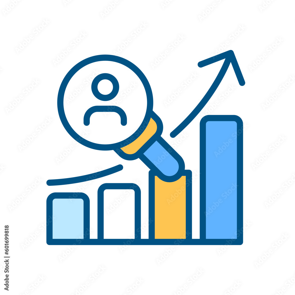 Poster customer research pixel perfect rgb color icon. consumer behavior analysis. identifying preferences.