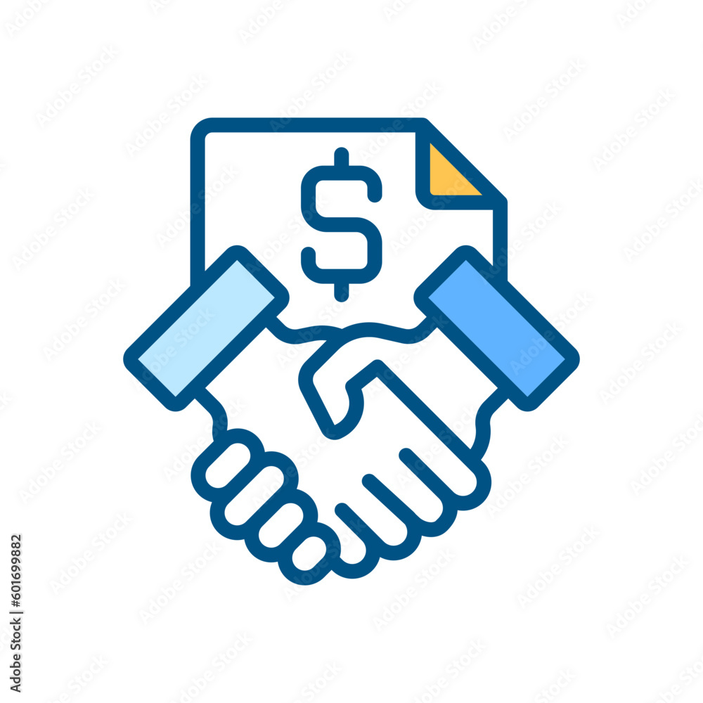 Poster contract pixel perfect rgb color icon. business operation. formal document. binding agreement. isola