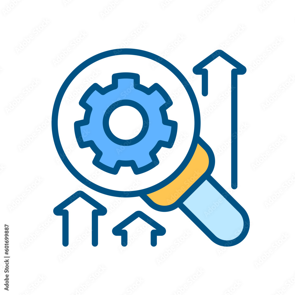 Poster research and development pixel perfect rgb color icon. business improvement. performance management.