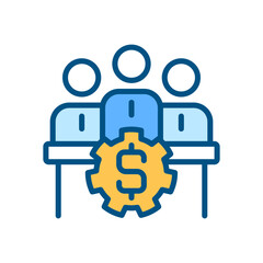 Board of directors pixel perfect RGB color icon. Executive committee. Management decisions. Partnerships. Isolated vector illustration. Simple filled line drawing. Editable stroke. Arial font used