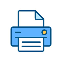Printer pixel perfect RGB color icon. Office equipment. Device for work purposes. Printing info on paper. Isolated vector illustration. Simple filled line drawing. Editable stroke. Arial font used