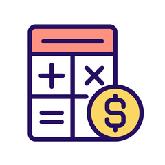 Counting money pixel perfect RGB color icon. Financial accounting. Cash control. Income statement. Isolated vector illustration. Simple filled line drawing. Editable stroke. Arial font used
