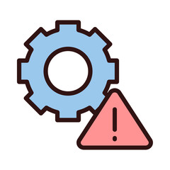 Technical warning pixel perfect RGB color icon. Program settings issue. Device configuration problem. Isolated vector illustration. Simple filled line drawing. Editable stroke. Arial font used