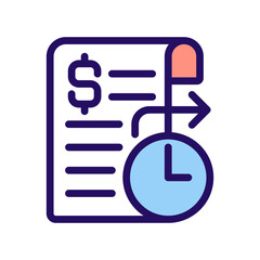 Standing order pixel perfect RGB color icon. Regular automatic payment. Bank account. Standing instruction. Isolated vector illustration. Simple filled line drawing. Editable stroke. Arial font used