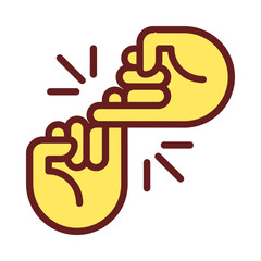 Pinky promise pixel perfect RGB color icon. Hands hooking little fingers. Friendship gesture. Isolated vector illustration. Simple filled line drawing. Editable stroke. Arial font used