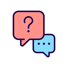 Interview question RGB color icon. Communication process. Journalist job and mass media. Information sharing. Isolated vector illustration. Simple filled line drawing. Editable stroke. Arial font used